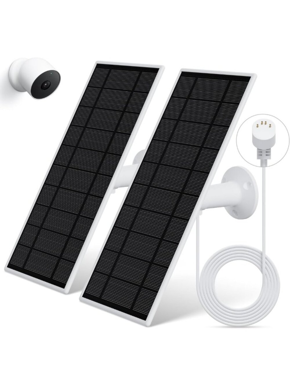 Upgraded Solar Panel Charger for Nest Camera - 2 Pack, Waterproof with 13.1Ft